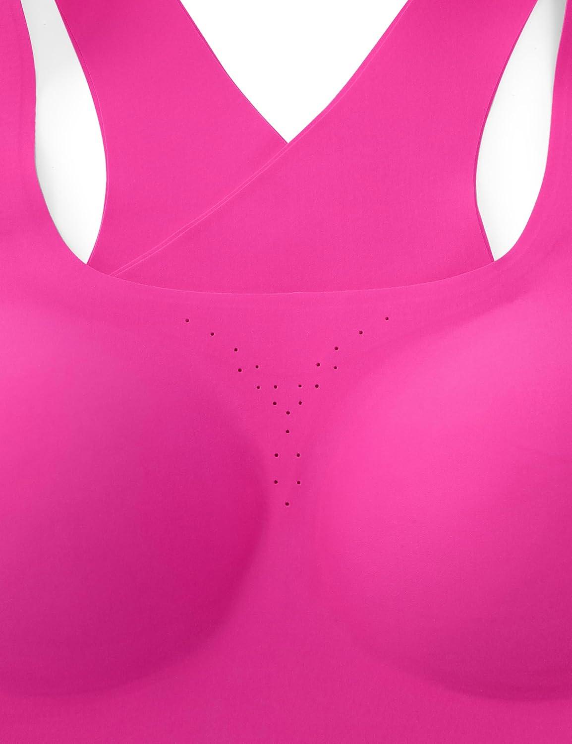 imageCRZ YOGA Womens Flex Sculpt Racerback Sports Bra U Neck Medium Impact Padded Wireless Workout Gym Crop TopHibiscus Purple