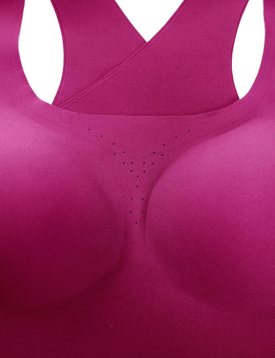 imageCRZ YOGA Womens Flex Sculpt Racerback Sports Bra U Neck Medium Impact Padded Wireless Workout Gym Crop TopMagenta Purple