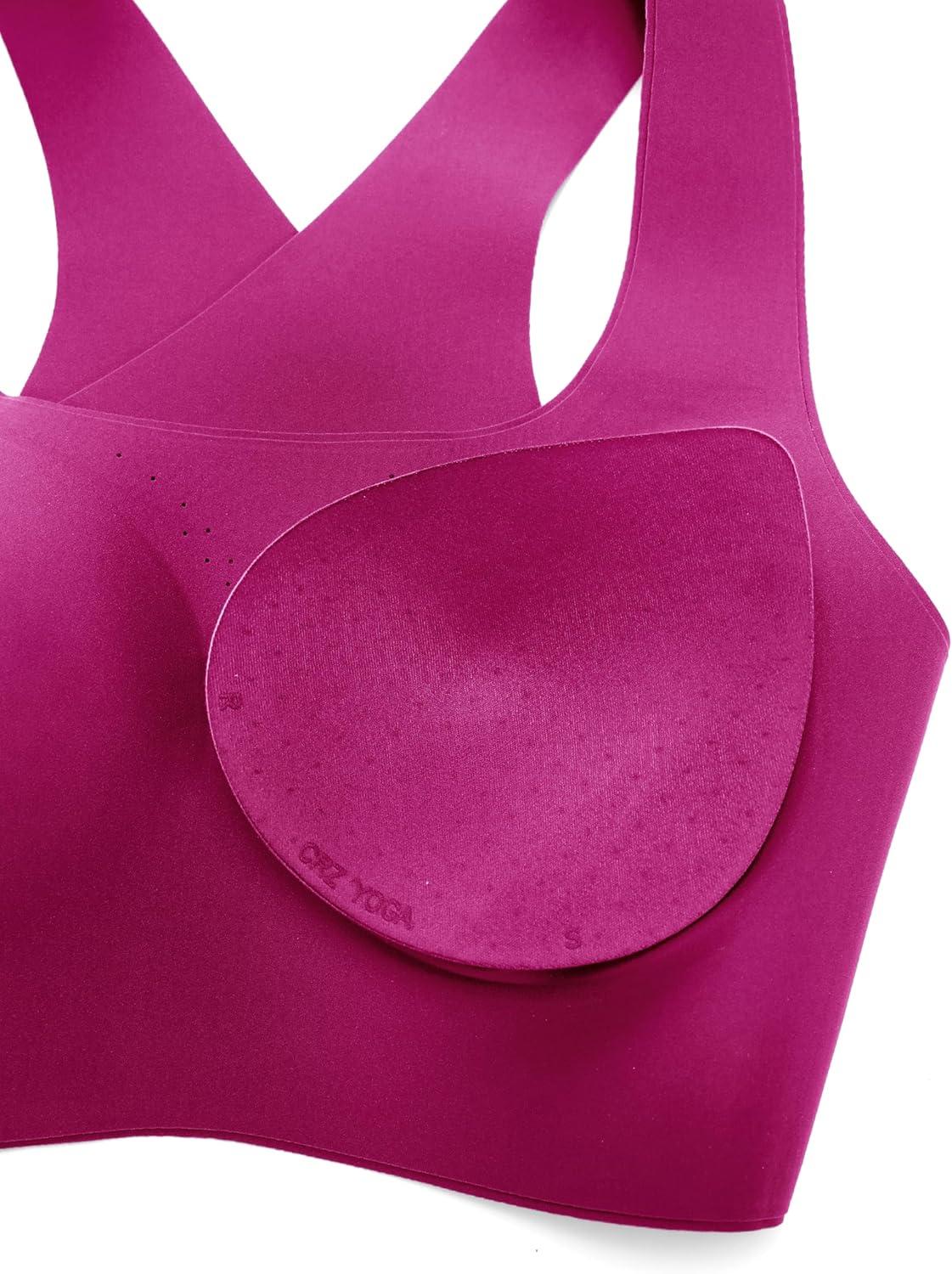 imageCRZ YOGA Womens Flex Sculpt Racerback Sports Bra U Neck Medium Impact Padded Wireless Workout Gym Crop TopMagenta Purple