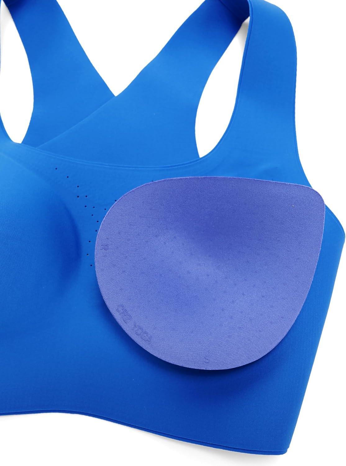imageCRZ YOGA Womens Flex Sculpt Racerback Sports Bra U Neck Medium Impact Padded Wireless Workout Gym Crop TopSparkle Blue