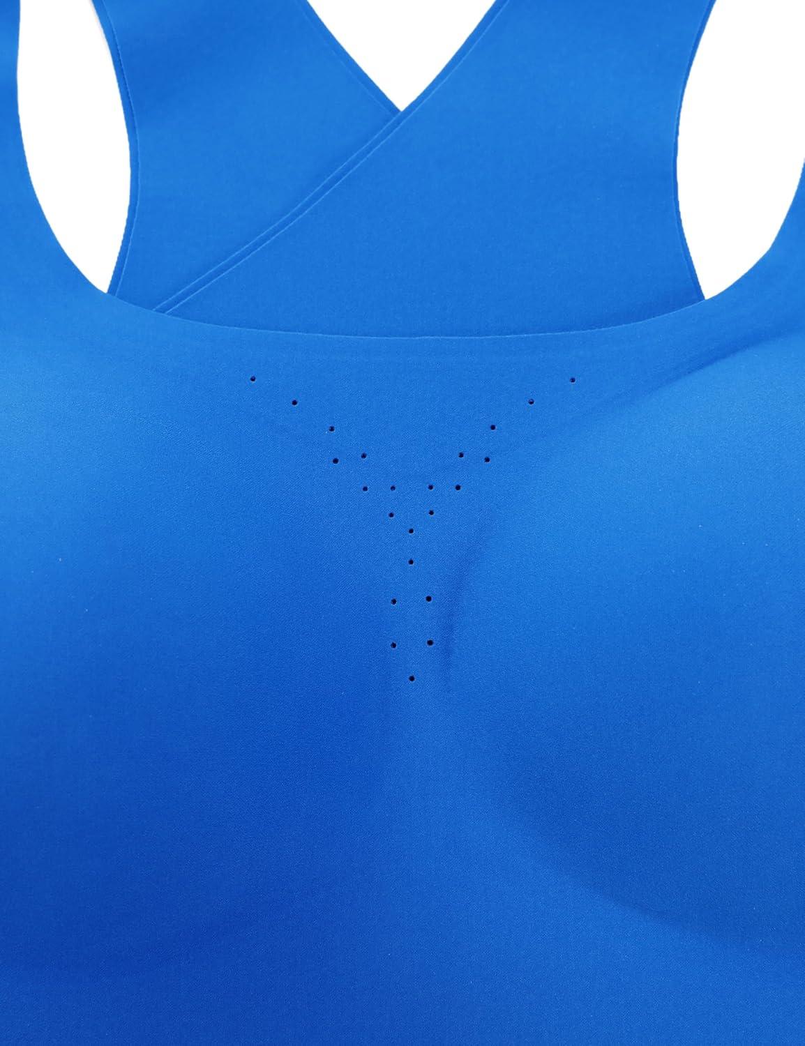 imageCRZ YOGA Womens Flex Sculpt Racerback Sports Bra U Neck Medium Impact Padded Wireless Workout Gym Crop TopSparkle Blue