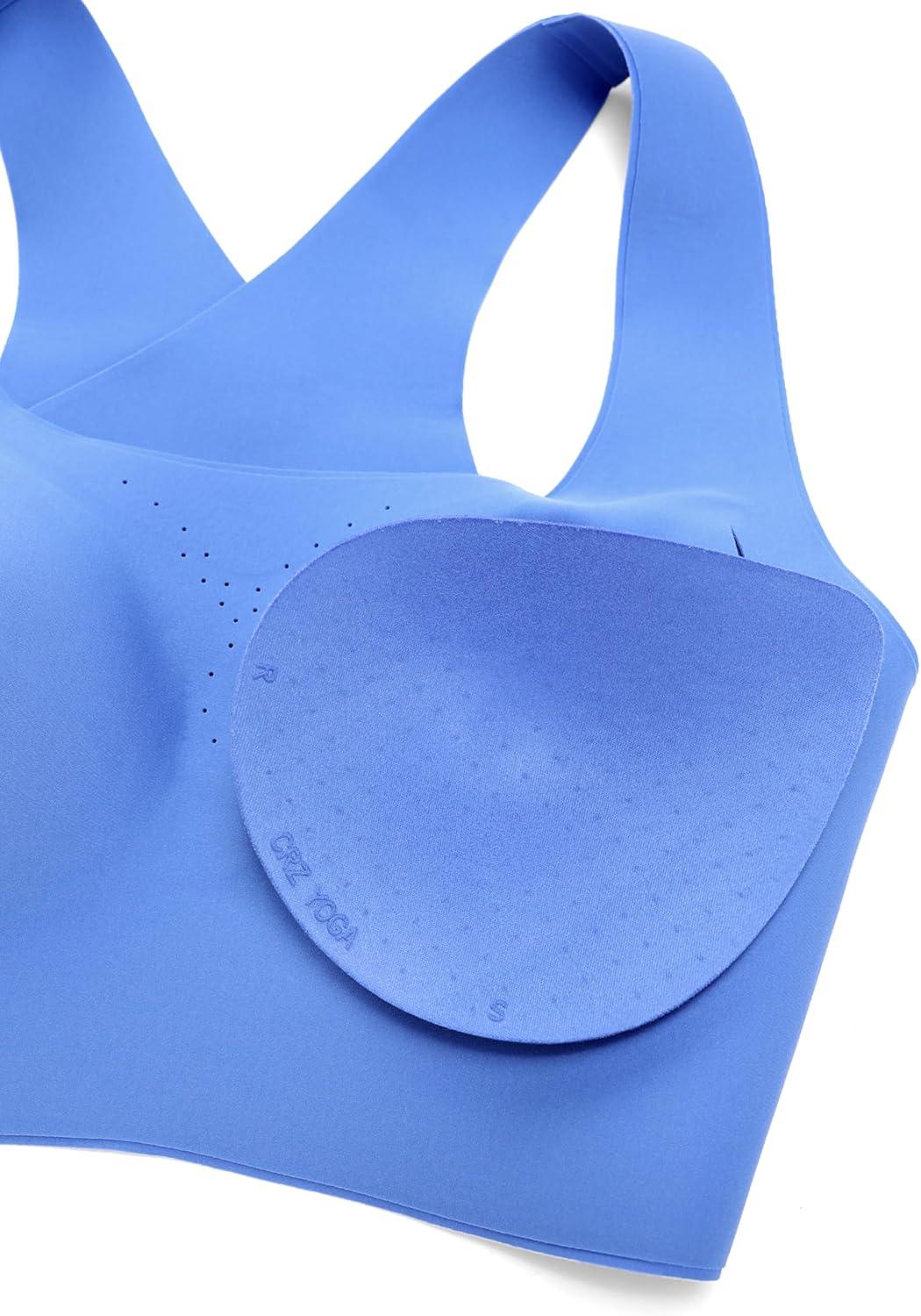 imageCRZ YOGA Womens Flex Sculpt Racerback Sports Bra U Neck Medium Impact Padded Wireless Workout Gym Crop TopWild Indigo