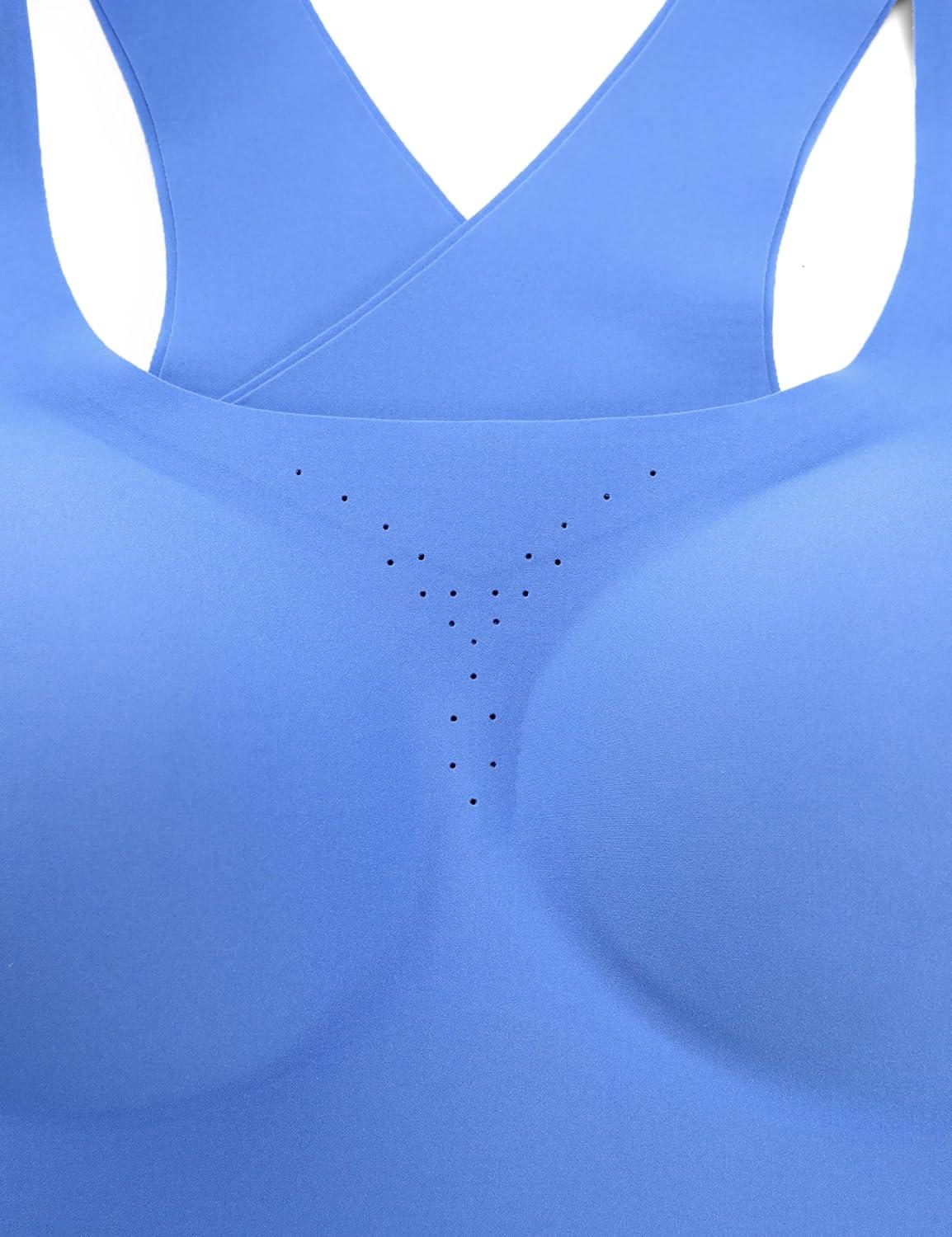 imageCRZ YOGA Womens Flex Sculpt Racerback Sports Bra U Neck Medium Impact Padded Wireless Workout Gym Crop TopWild Indigo
