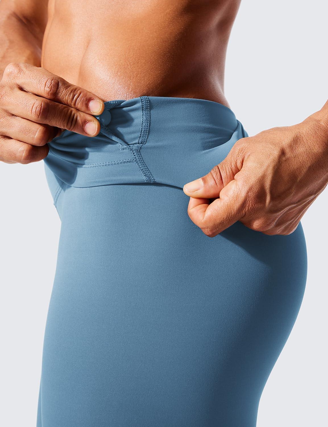 imageCRZ YOGA Womens Hugged Feeling Compression Leggings 25 Inches Thick High Waisted Tummy Control Workout Pants TightsUniverse Blue