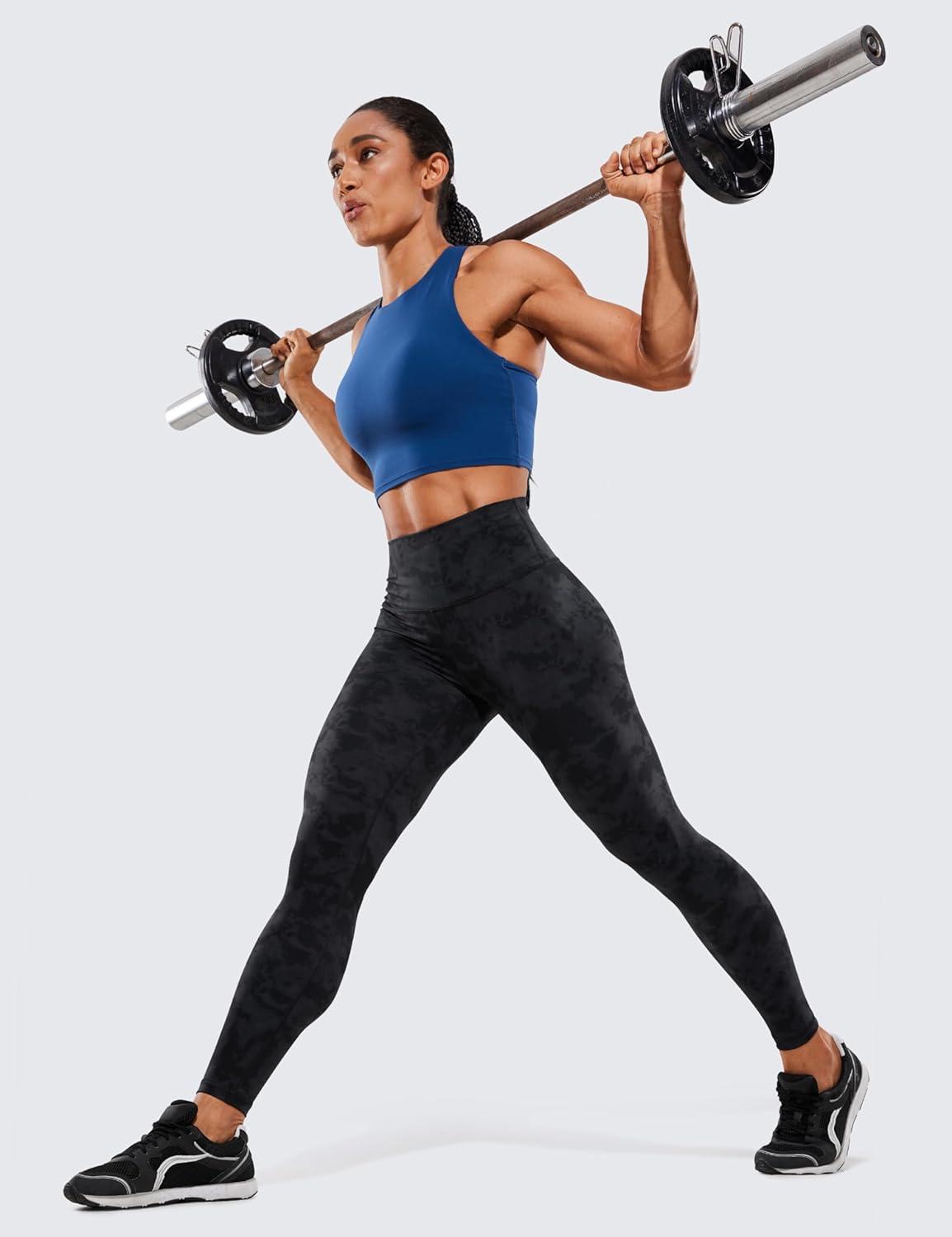 imageCRZ YOGA Womens Hugged Feeling Compression Leggings 28 Inches High Waist Thick Tummy Control Workout PantsTie Dye Smoke Ink