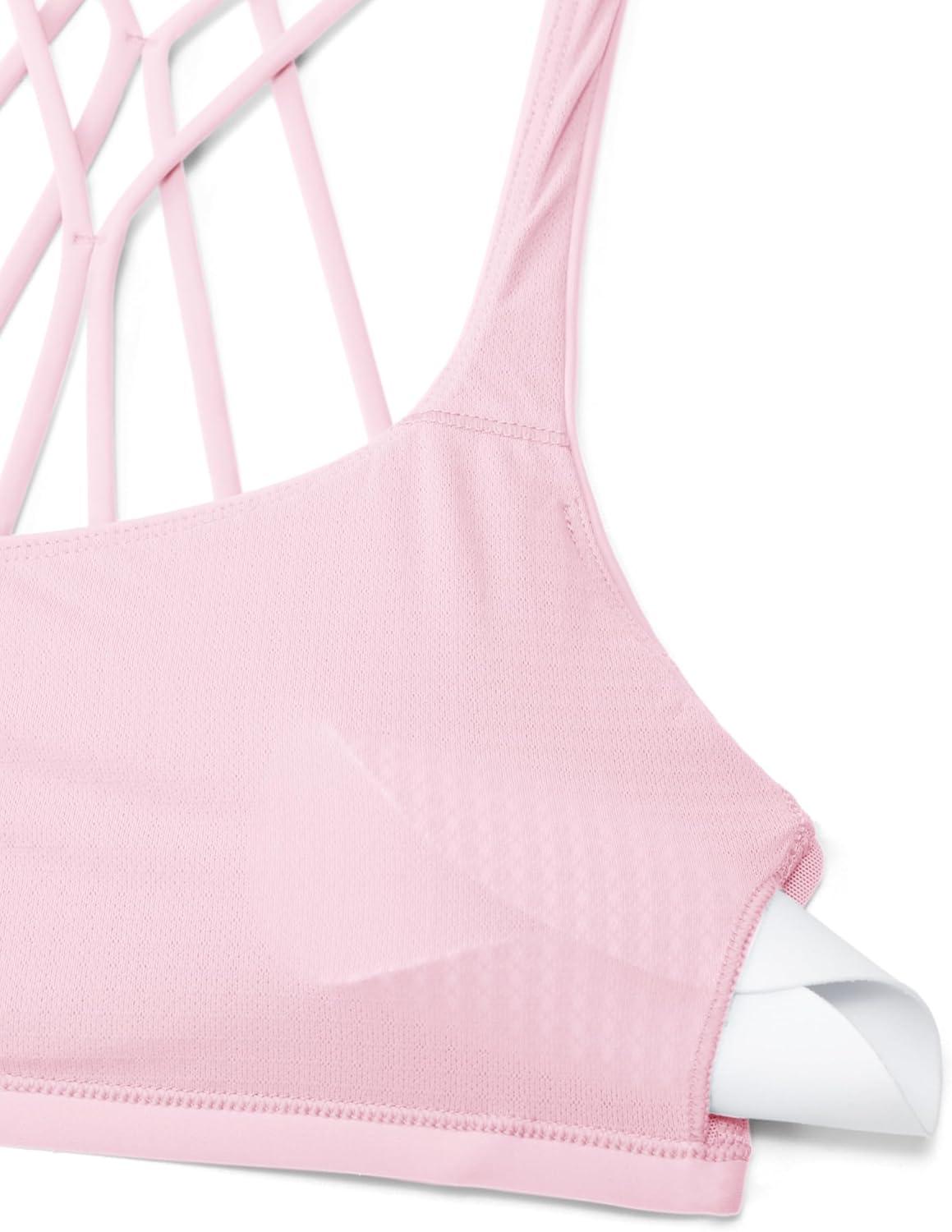 imageCRZ YOGA Womens Naked Feeling Criss Cross Sports Bra Strappy Back Padded Medium Support Wireless Gym Cami Workout YogaStrawberry Pink