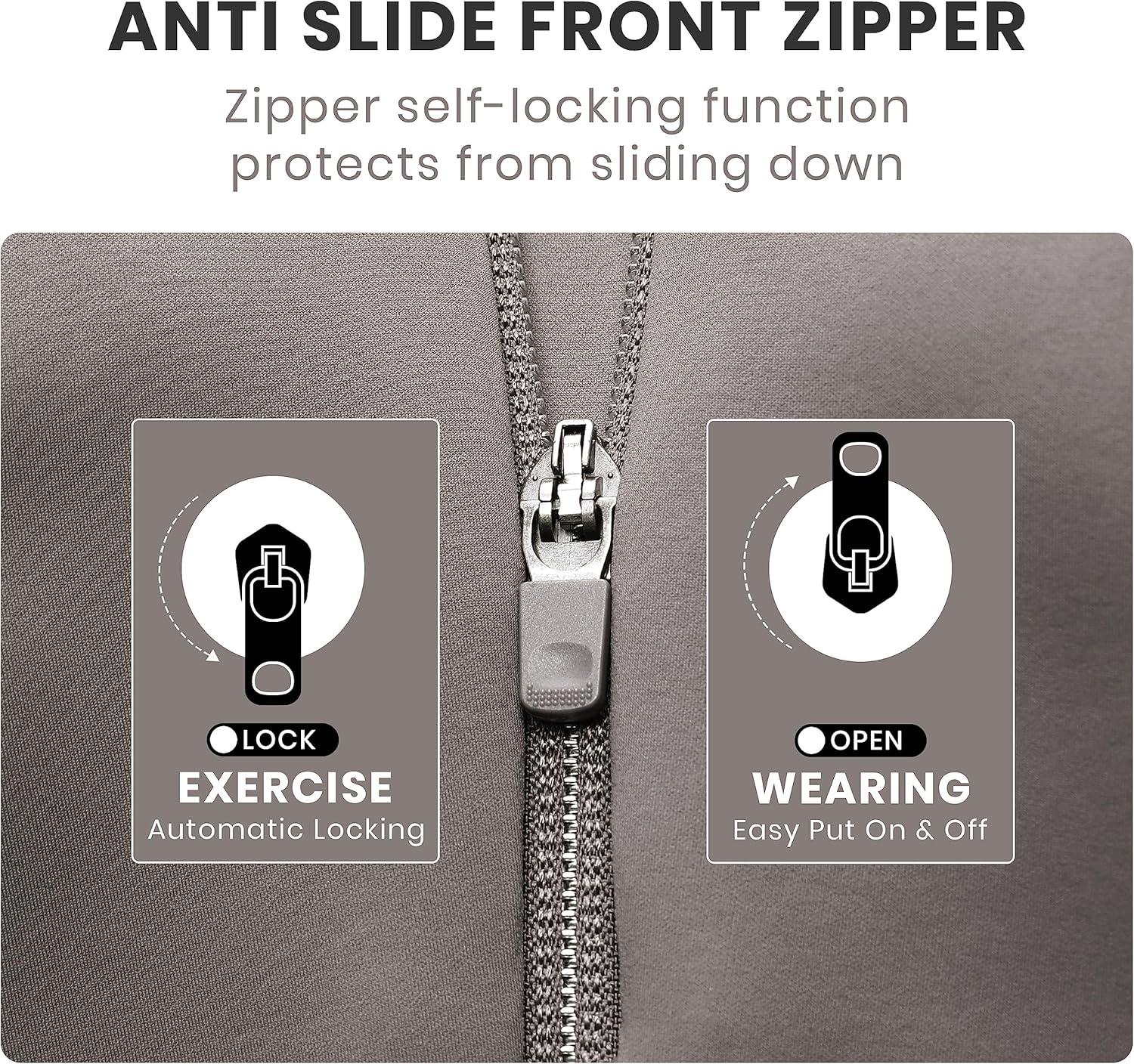 imageCRZ YOGA Womens Zip Front High Impact Sports Bra Molded Cup Adjustable Convertible Straps Wireless Workout Yoga Crop TopDeep Gray