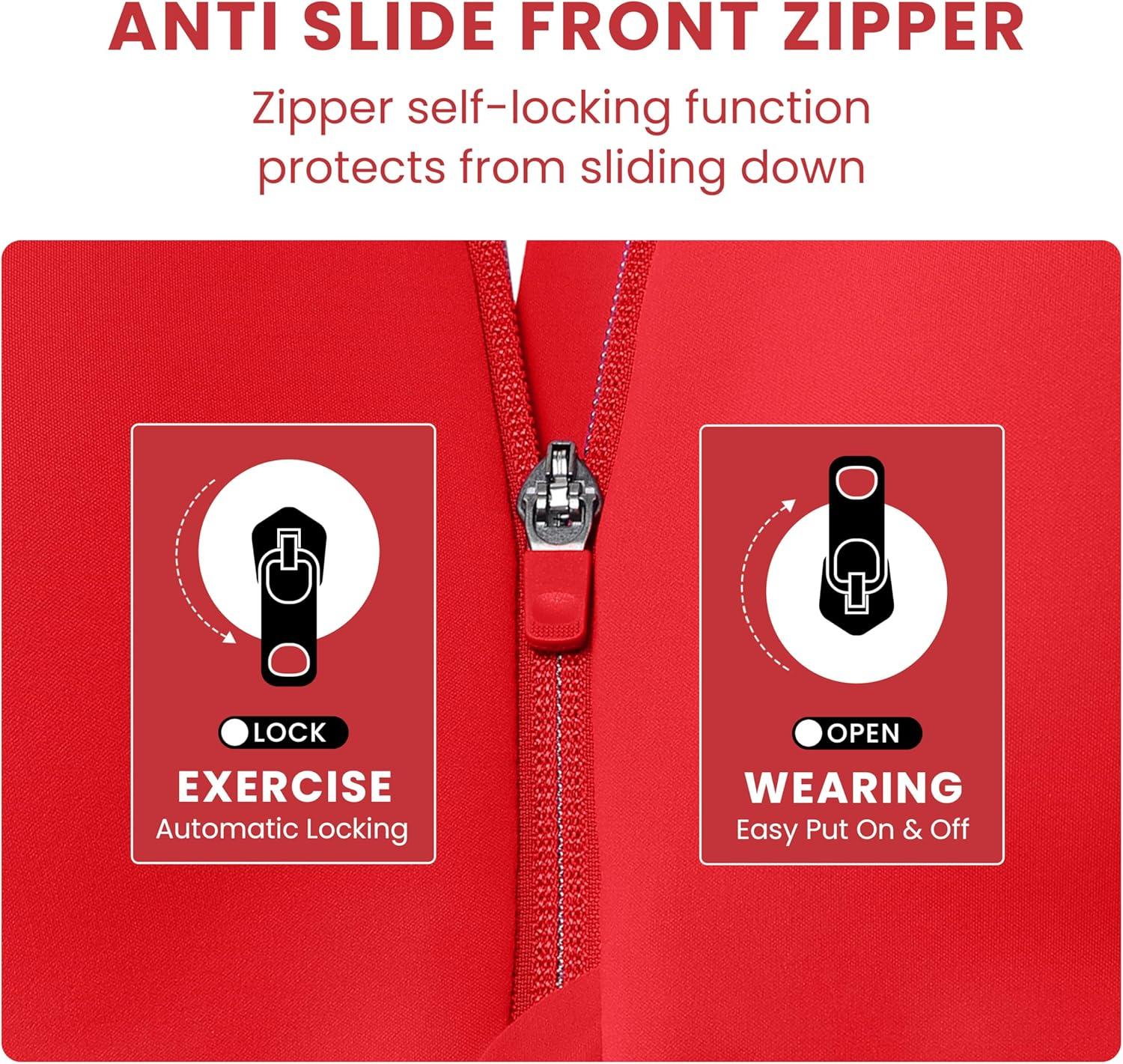 imageCRZ YOGA Womens Zip Front High Impact Sports Bra Molded Cup Adjustable Convertible Straps Wireless Workout Yoga Crop TopDeep Red