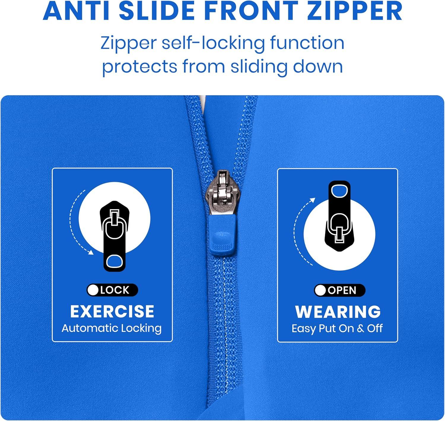 imageCRZ YOGA Womens Zip Front High Impact Sports Bra Molded Cup Adjustable Convertible Straps Wireless Workout Yoga Crop TopSparkle Blue