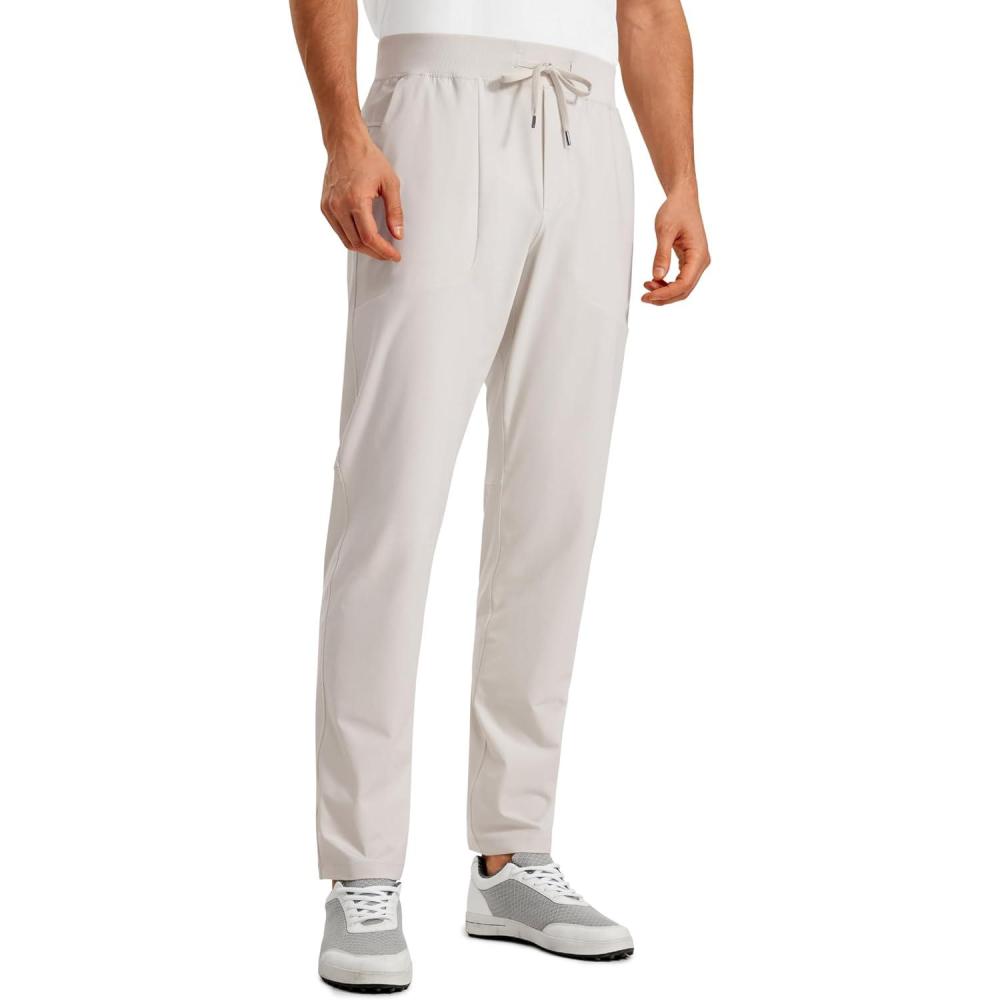imageCRZ YOGA All Day Comfy PullOn Golf Pants for Men 31quot  Quick Dry Lightweight Work Casual Pants with PocketsMilky White