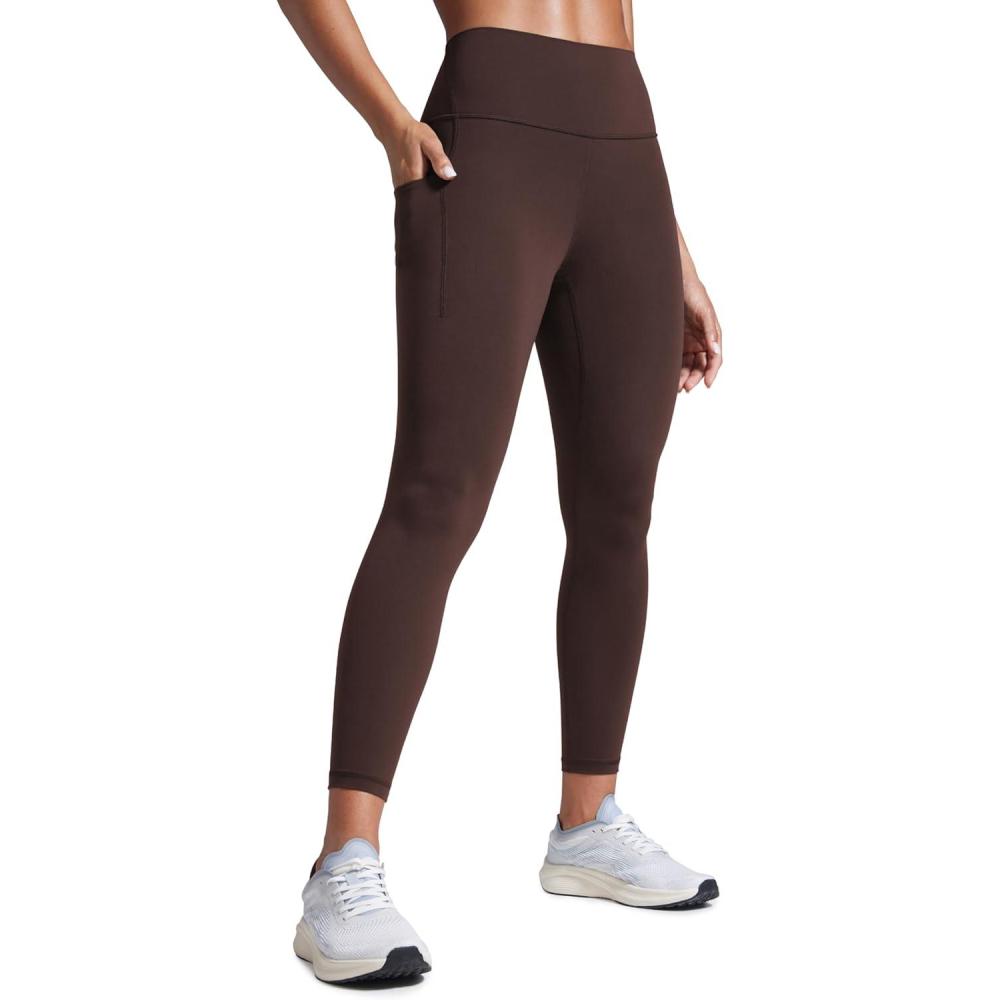 imageCRZ YOGA Butterbreeze Workout Leggings Pockets 25 High Waisted Athletic Gym Running Womens Yoga Pants Tummy ControlHot Fudge Brown