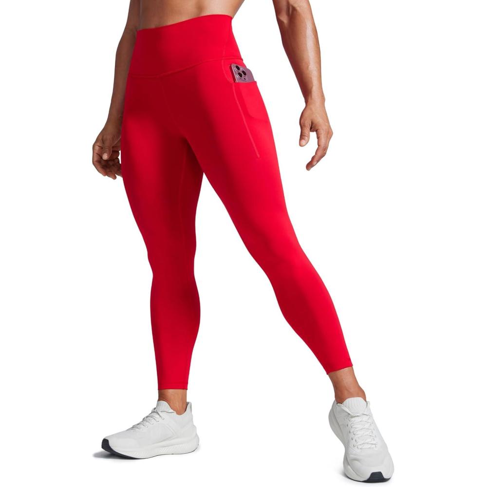imageCRZ YOGA Butterbreeze Workout Leggings Pockets 25  High Waisted Athletic Gym Running Womens Yoga Pants Tummy ControlRed Chili