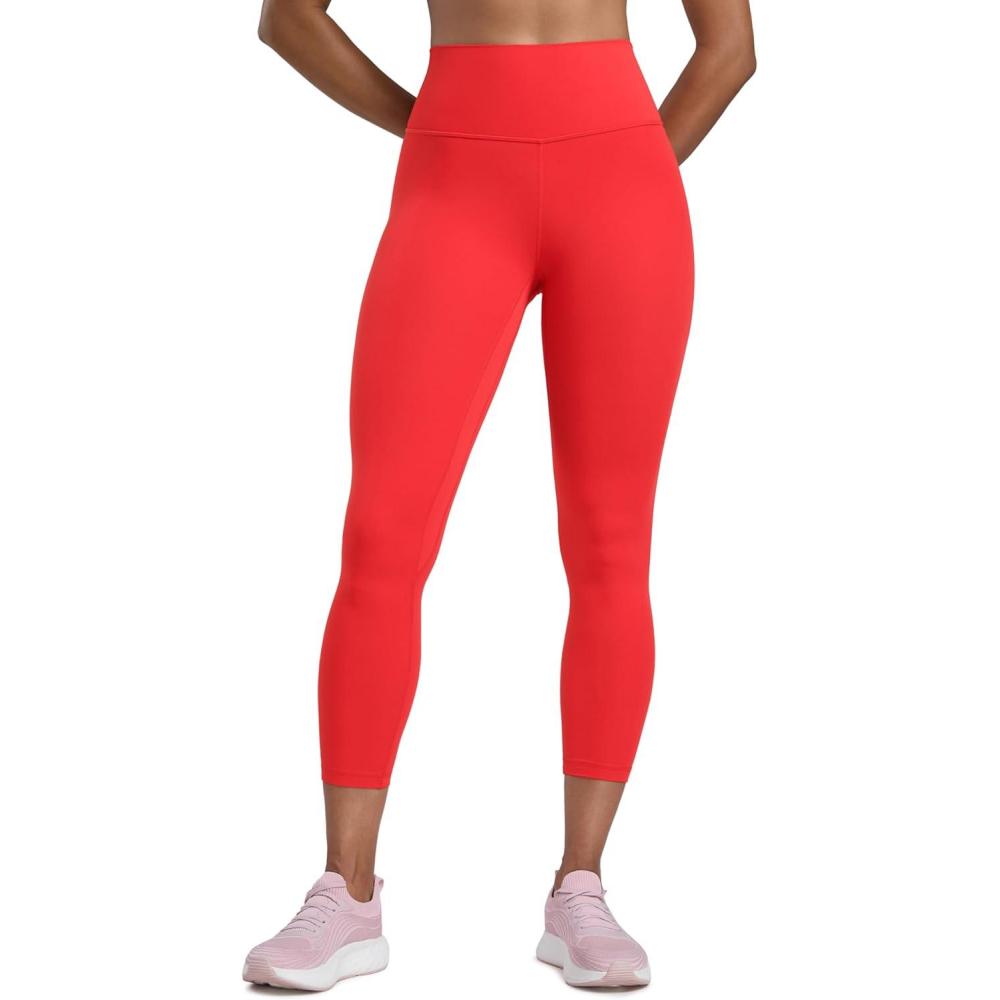 imageCRZ YOGA Butterlift Capris Workout Leggings 23quot  High Waisted Workout Pilates Crop Gym Athletic Womens Yoga PantsDeep Red