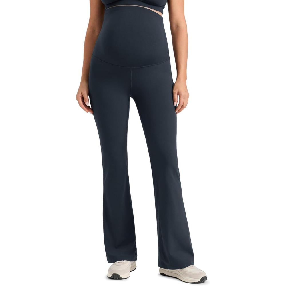imageCRZ YOGA Butterlift Maternity Flare Leggings 31quot Workout Yoga Lounge Bootcut Pregnancy Womens Pants Over The BellyTrue Navy
