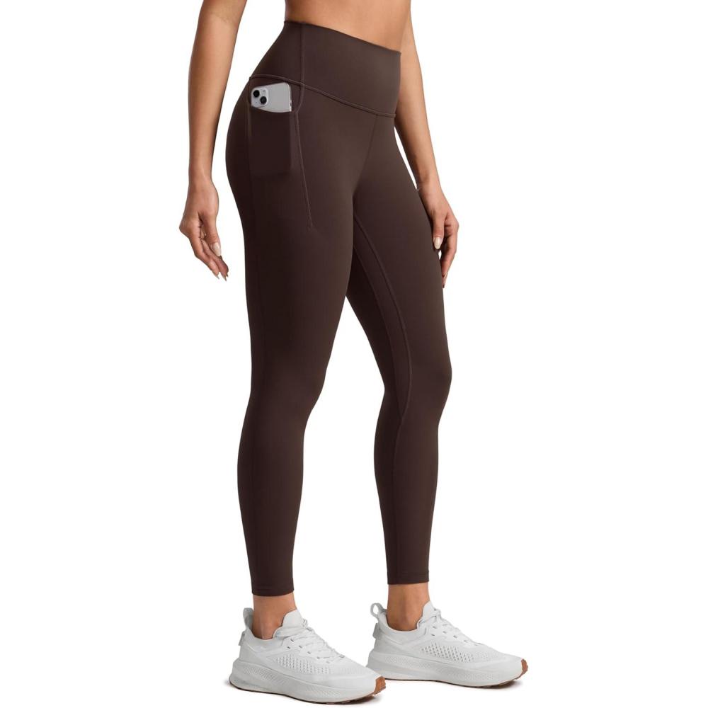 imageCRZ YOGA Butterlift Workout Leggings Pockets 25quot High Waist Pilates Athletic Gym Womens Yoga Pants Buttery SoftHot Fudge Brown