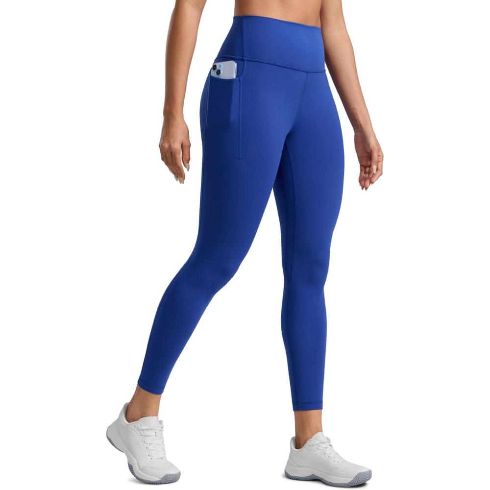 imageCRZ YOGA Butterlift Workout Leggings Pockets 25quot High Waist Pilates Athletic Gym Womens Yoga Pants Buttery SoftWaves Blue
