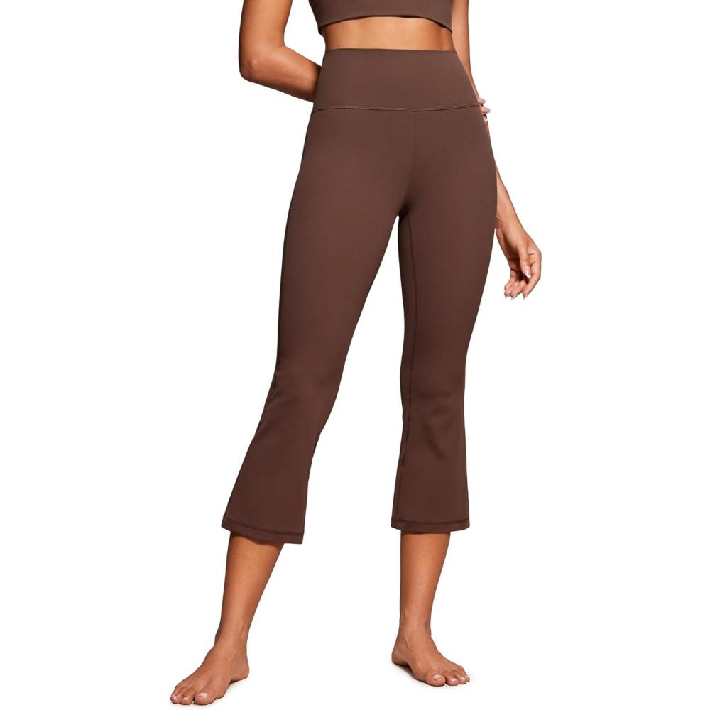 imageCRZ YOGA Butterluxe Capris Flare Leggings 23quot Bootcut High Waisted Womens Yoga Pants Cropped CasualCoffee Brown