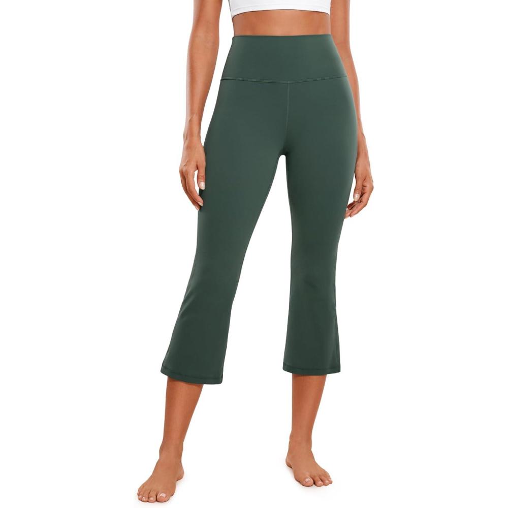 imageCRZ YOGA Butterluxe Capris Flare Leggings 23quot Bootcut High Waisted Womens Yoga Pants Cropped CasualDark Forest Green