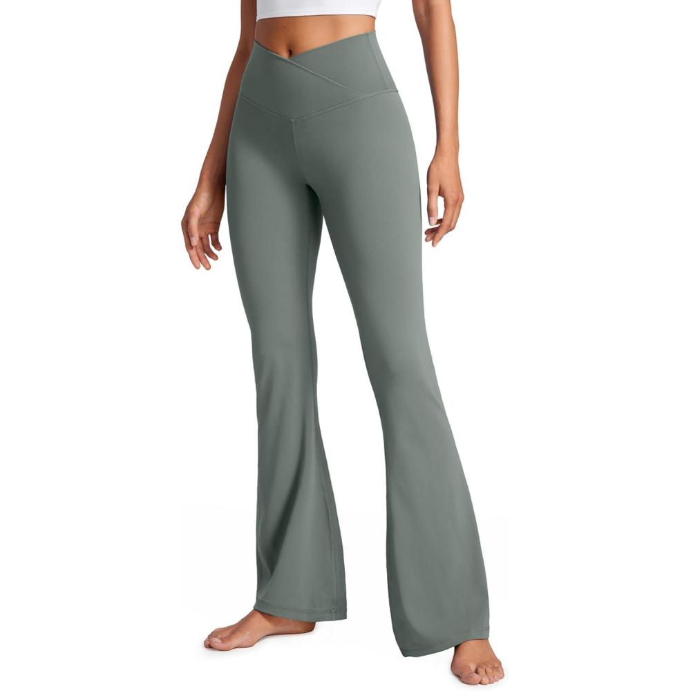 imageCRZ YOGA Butterluxe Crossover Flare Leggings 293133quot High Waist V Cross Bootcut Bell Bottoms Yoga Pants for WomenGrey Sage