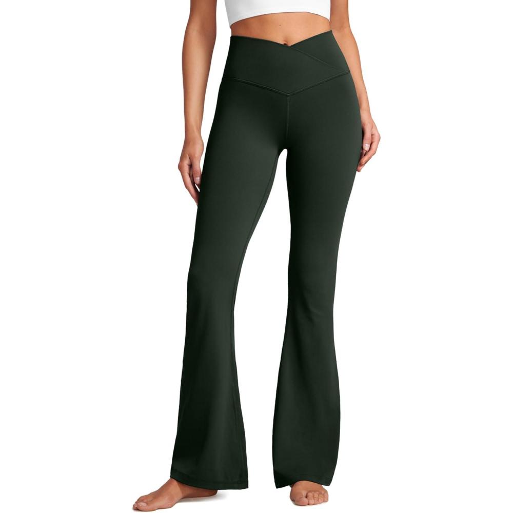 imageCRZ YOGA Butterluxe Crossover Flare Leggings 293133quot High Waist V Cross Bootcut Bell Bottoms Yoga Pants for WomenLegend Green