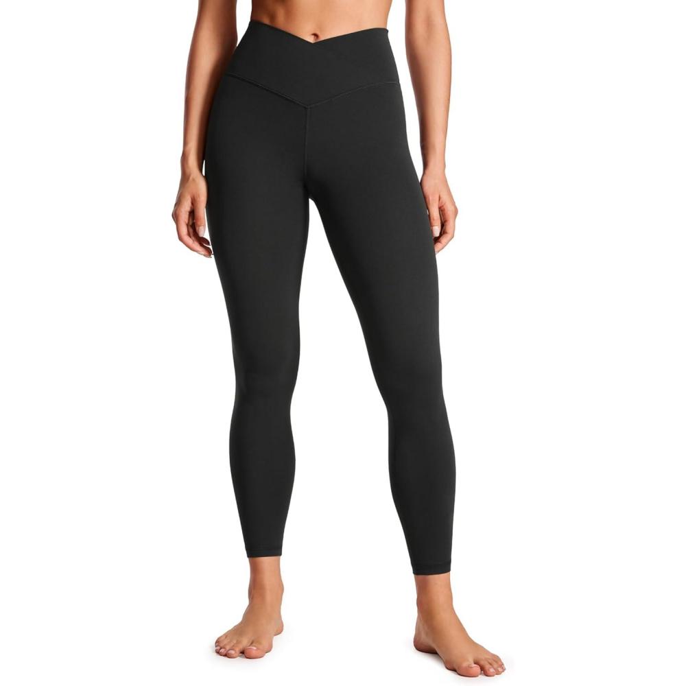 imageCRZ YOGA Butterluxe Crossover Waist Leggings 25quot V Crossover High Waisted Gym Workout Yoga WomensBlack