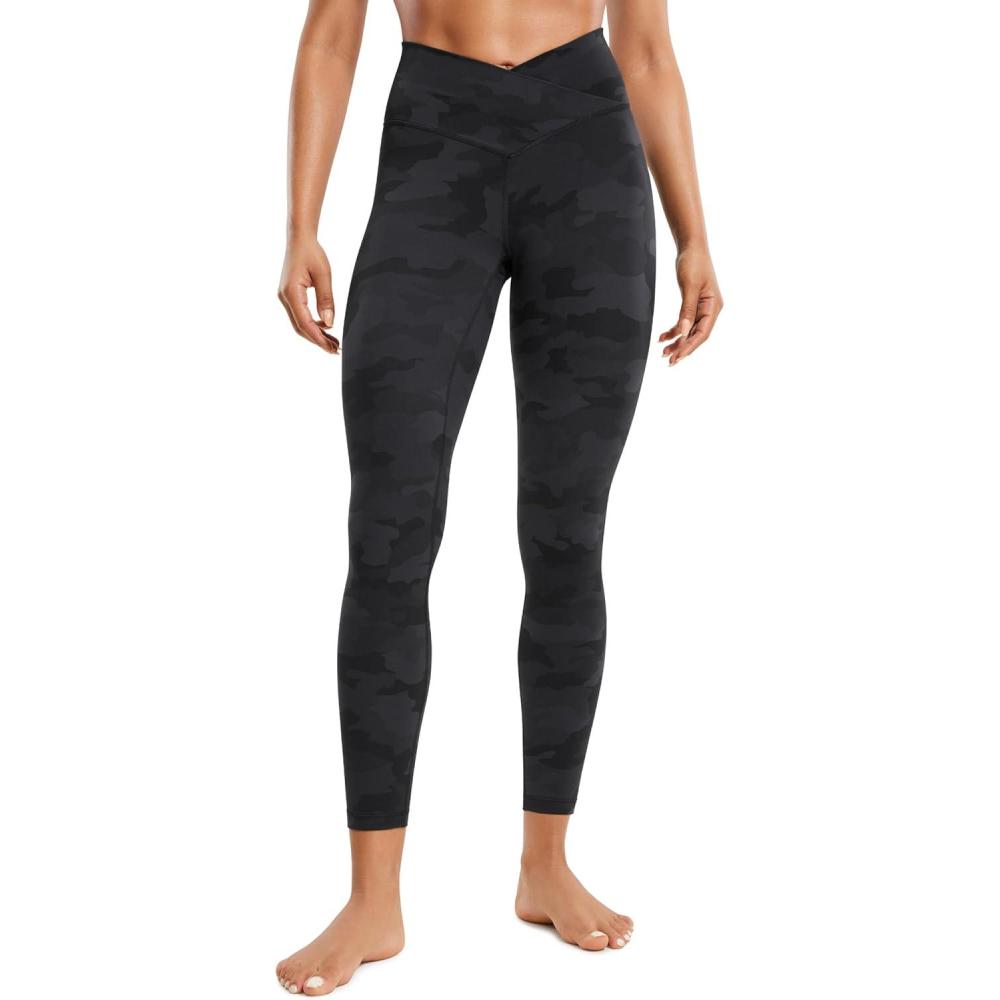 imageCRZ YOGA Butterluxe Crossover Waist Leggings 25quot V Crossover High Waisted Gym Workout Yoga WomensDark Grey Camouflage 2