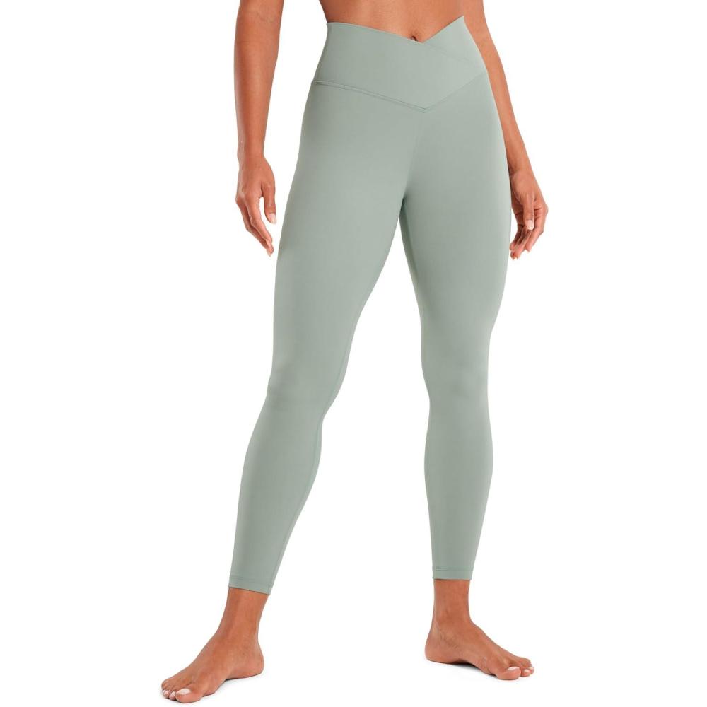 imageCRZ YOGA Butterluxe Crossover Waist Leggings 25quot V Crossover High Waisted Gym Workout Yoga WomensGreen Palm Court