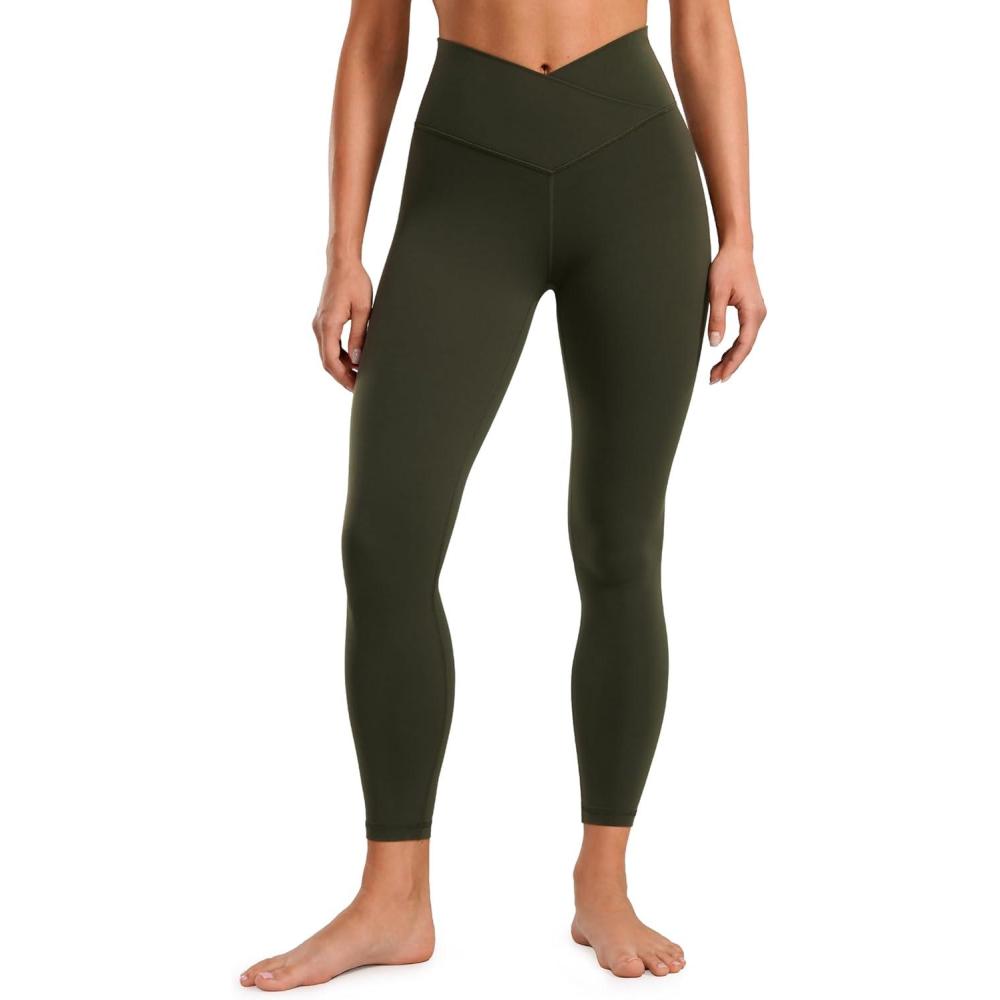 imageCRZ YOGA Butterluxe Crossover Waist Leggings 25quot V Crossover High Waisted Gym Workout Yoga WomensOlive Green