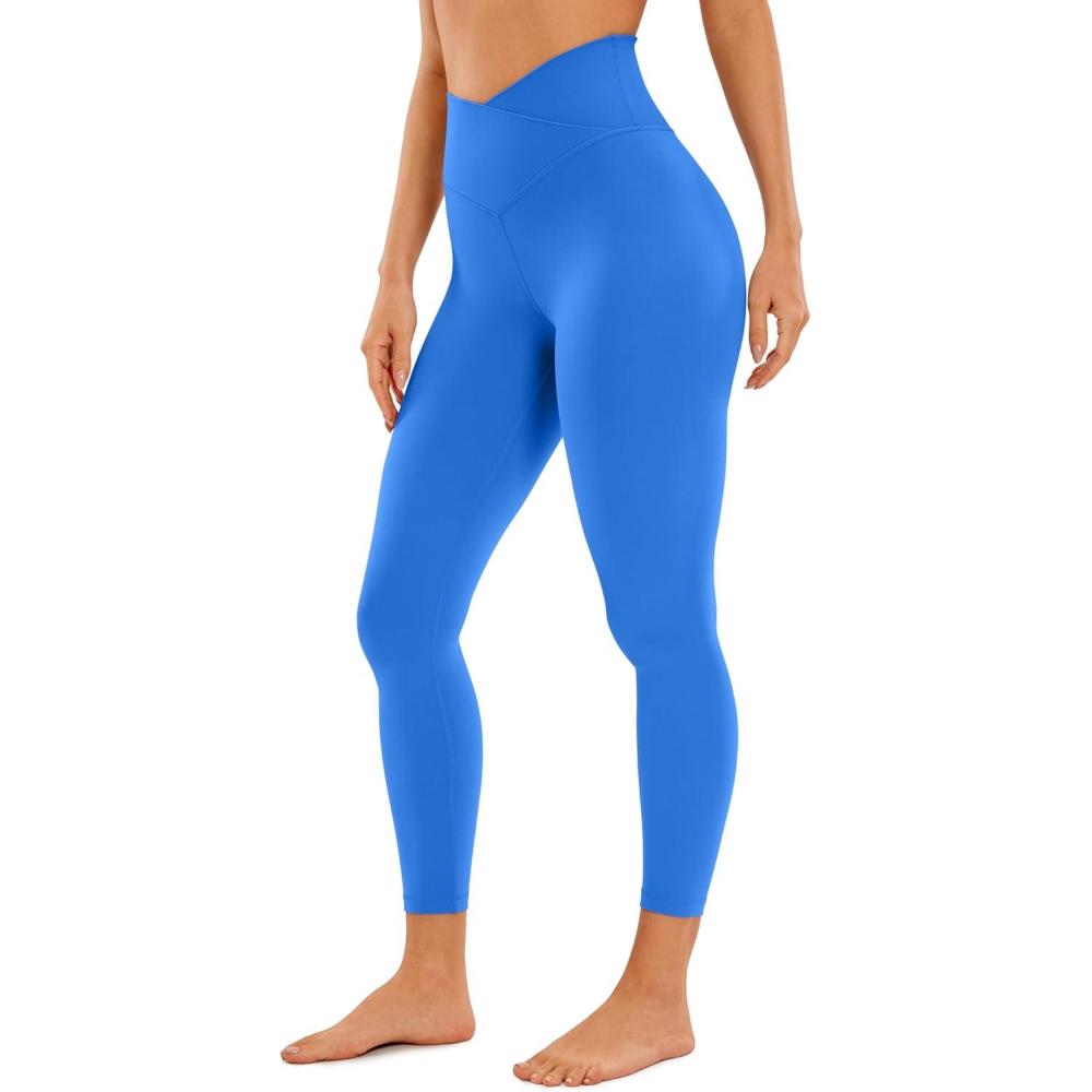 imageCRZ YOGA Butterluxe Crossover Waist Leggings 25quot V Crossover High Waisted Gym Workout Yoga WomensSparkle Blue