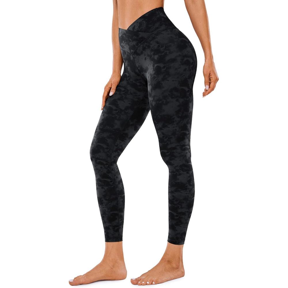imageCRZ YOGA Butterluxe Crossover Waist Leggings 25quot V Crossover High Waisted Gym Workout Yoga WomensTie Dye Smoke Ink