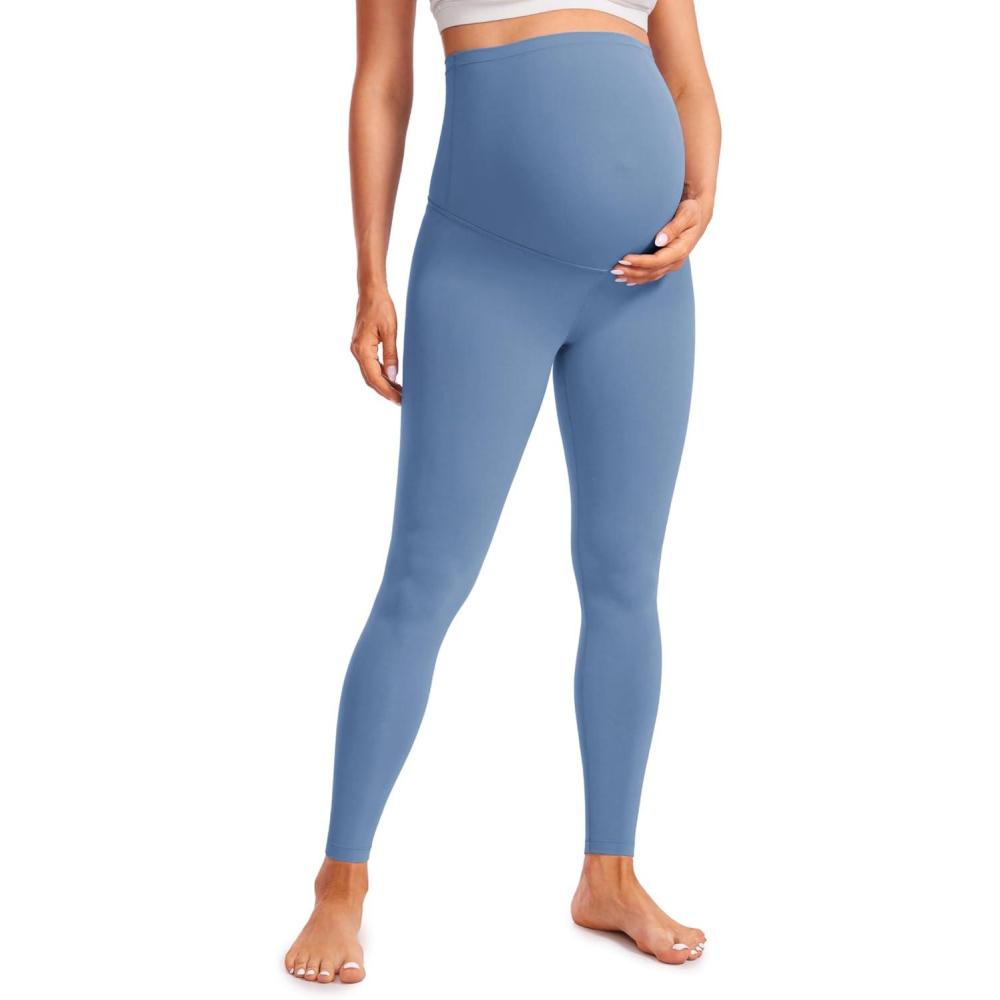 imageCRZ YOGA Butterluxe Maternity Leggings 28quot Over The Belly Workout Activewear Yoga Womens Pregnancy Pants Buttery SoftOasis Blue