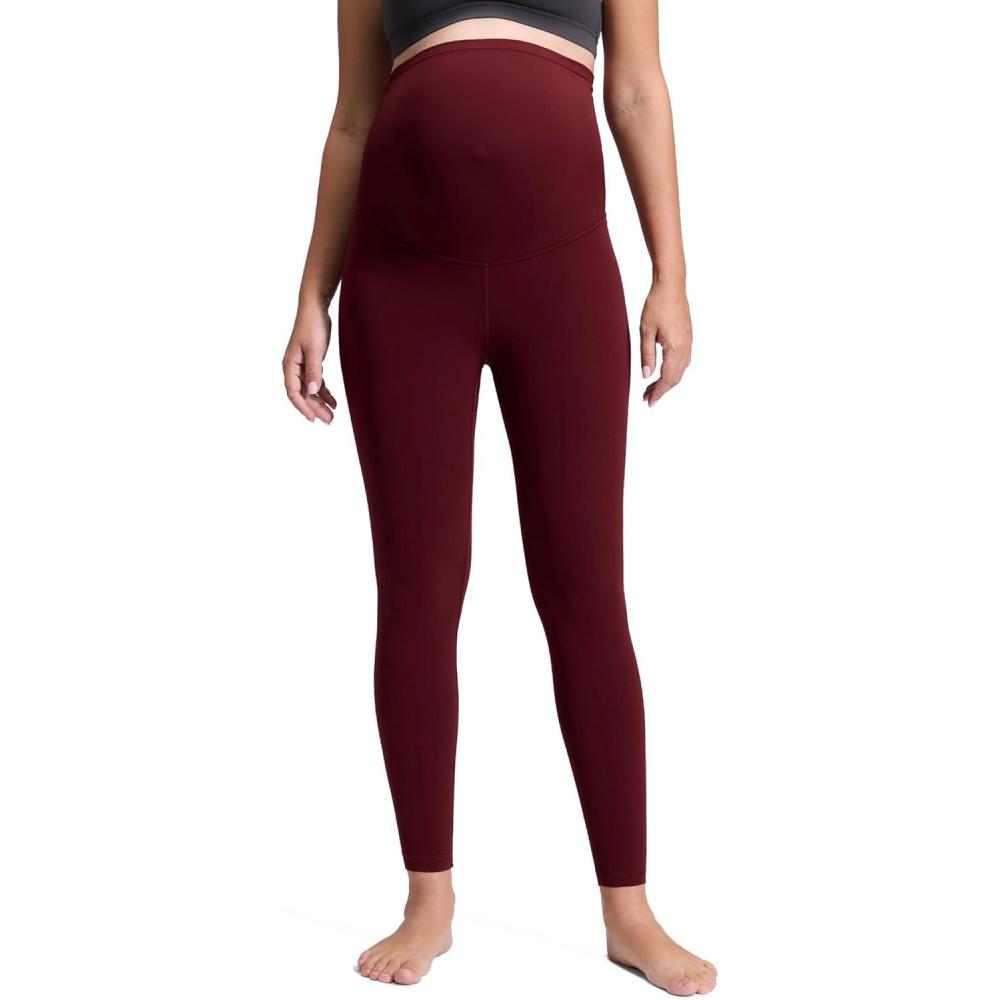 imageCRZ YOGA Butterluxe Maternity Leggings 28quot Over The Belly Workout Activewear Yoga Womens Pregnancy Pants Buttery SoftRed Merlot