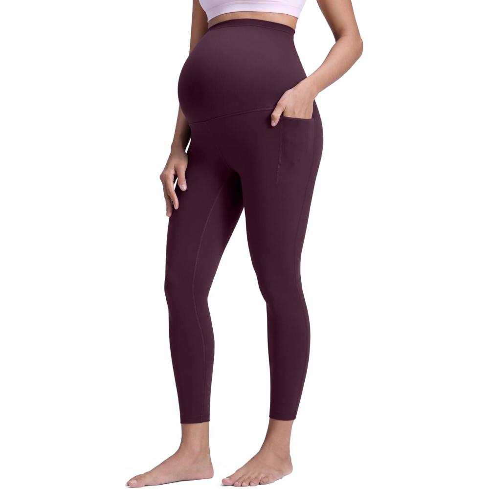 imageCRZ YOGA Butterluxe Maternity Leggings Pockets 25quot Soft Workout Active Yoga Pregnancy Womens Pants Over The BellyDeep Purple