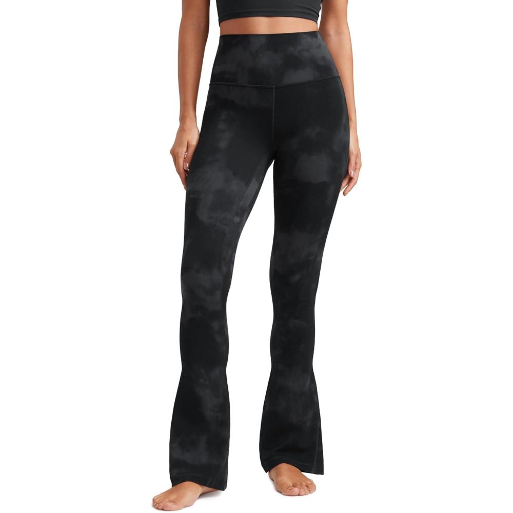 imageCRZ YOGA Butterluxe Mini Flared Leggings 30quot315quot33 High Waist Bootcut Casual Lounge Women Yoga Pants with PocketBlack Tie Dye Flowers