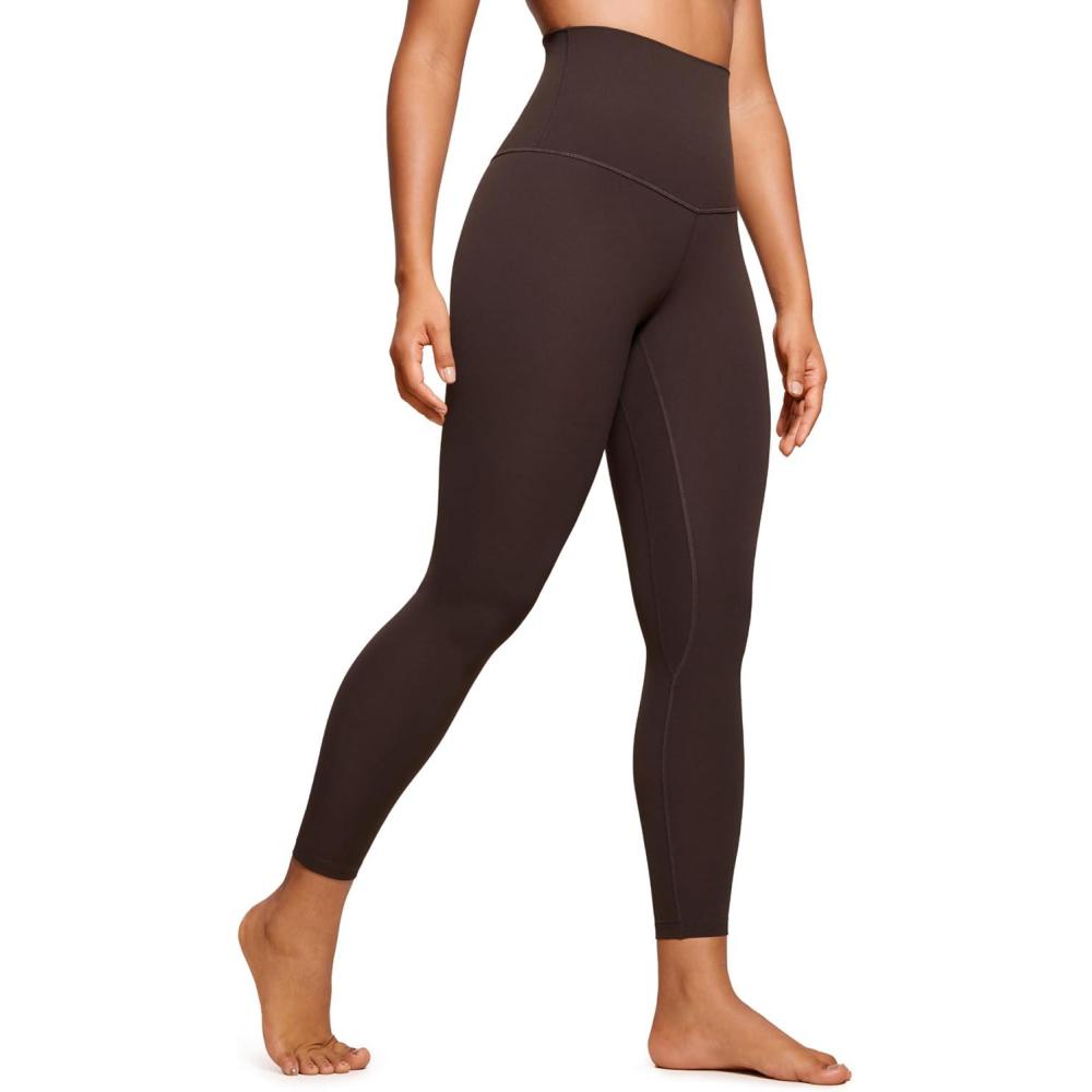 imageCRZ YOGA Butterluxe Super High Waist Leggings 25quot Buttery Soft Womens Yoga Pants Workout Over BellyHot Fudge Brown