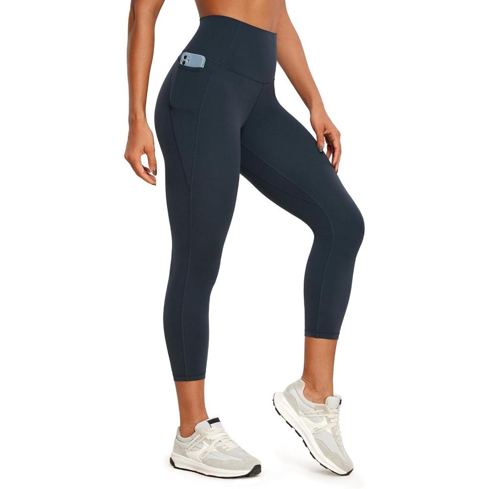 imageCRZ YOGA Butterluxe Workout Capri Leggings Pockets 23quot High Waist Gym Womens Crop Pants Yoga Buttery SoftTrue Navy