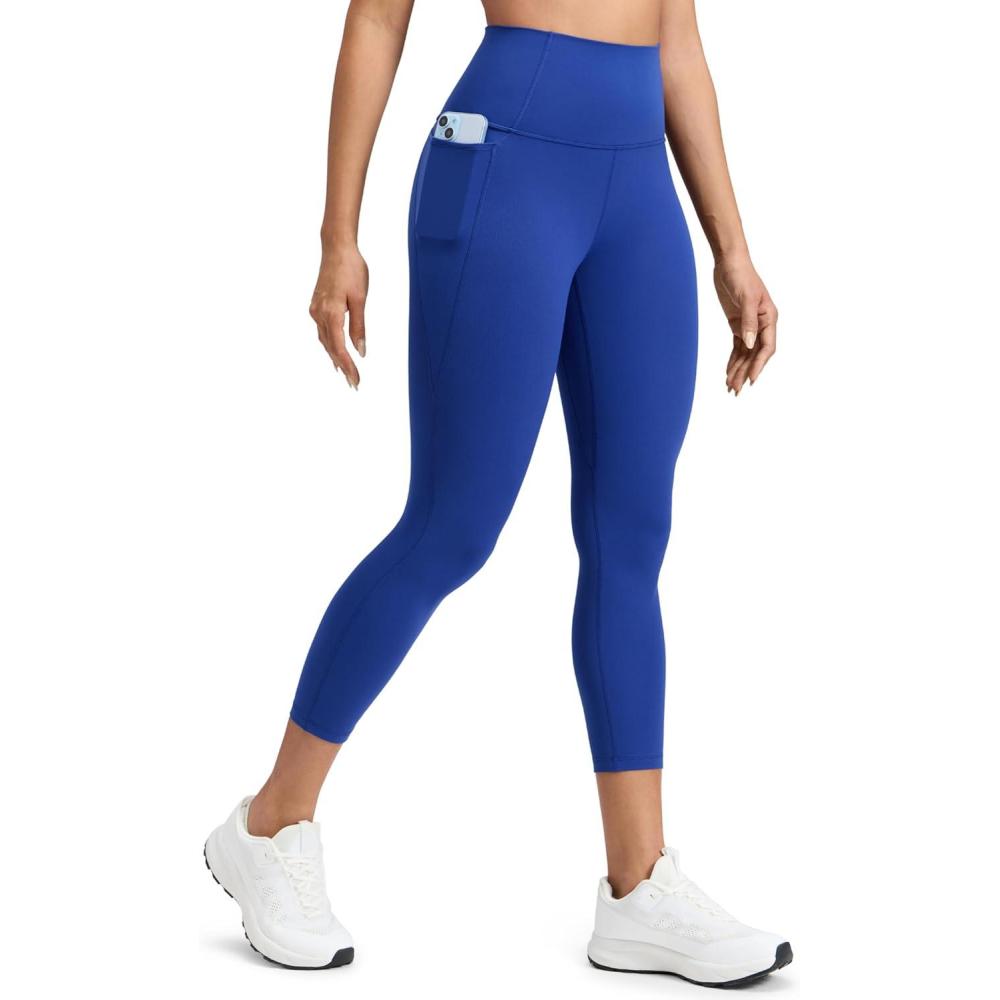 imageCRZ YOGA Butterluxe Workout Capri Leggings Pockets 23quot High Waist Gym Womens Crop Pants Yoga Buttery SoftWaves Blue