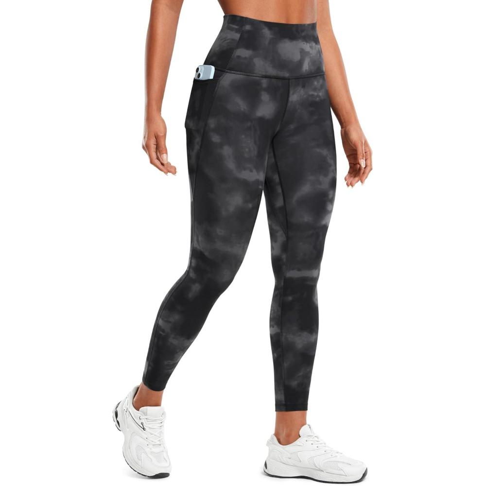 imageCRZ YOGA Butterluxe Workout Leggings Pockets 25 High Waisted Gym Womens Yoga Pants Buttery SoftGrey Tie Dye Flowers