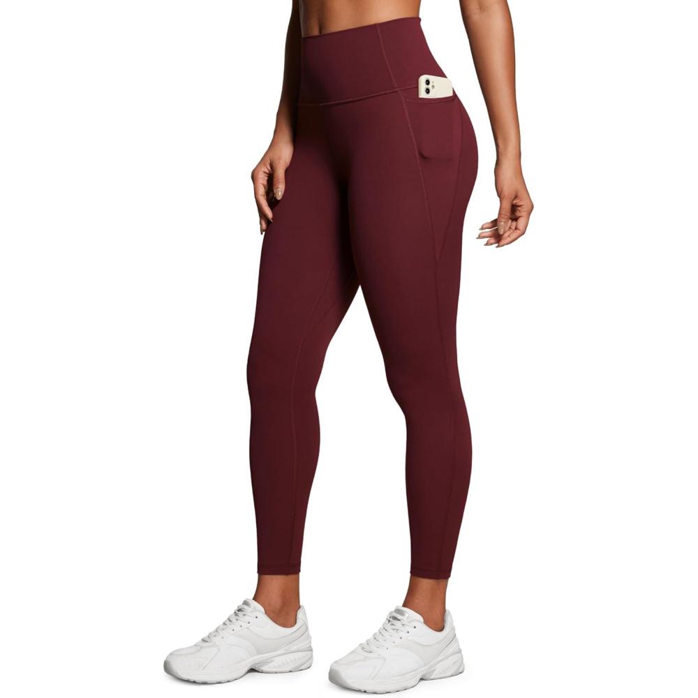 imageCRZ YOGA Butterluxe Workout Leggings Pockets 25 High Waisted Gym Womens Yoga Pants Buttery SoftRed Merlot
