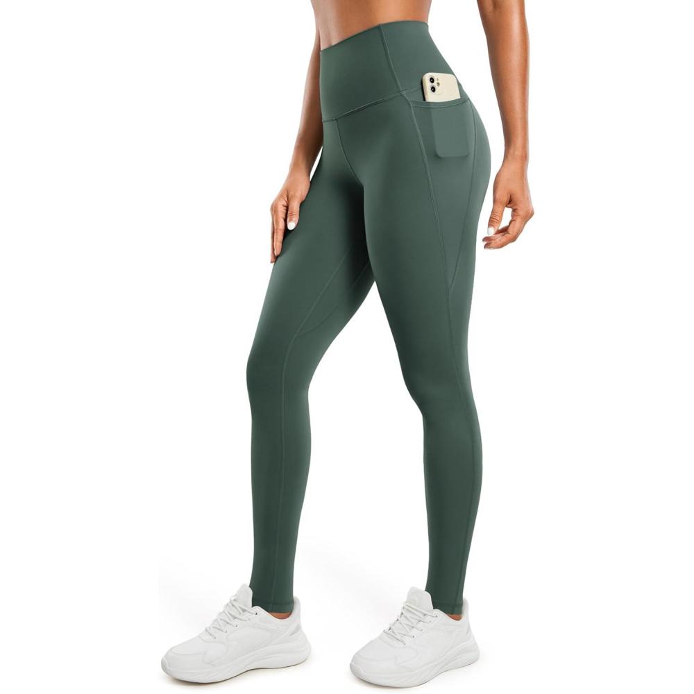 imageCRZ YOGA Butterluxe Workout Leggings Pockets 31quot  High Waisted Athletic Gym Womens Yoga Pants for Tall WomenDark Forest Green