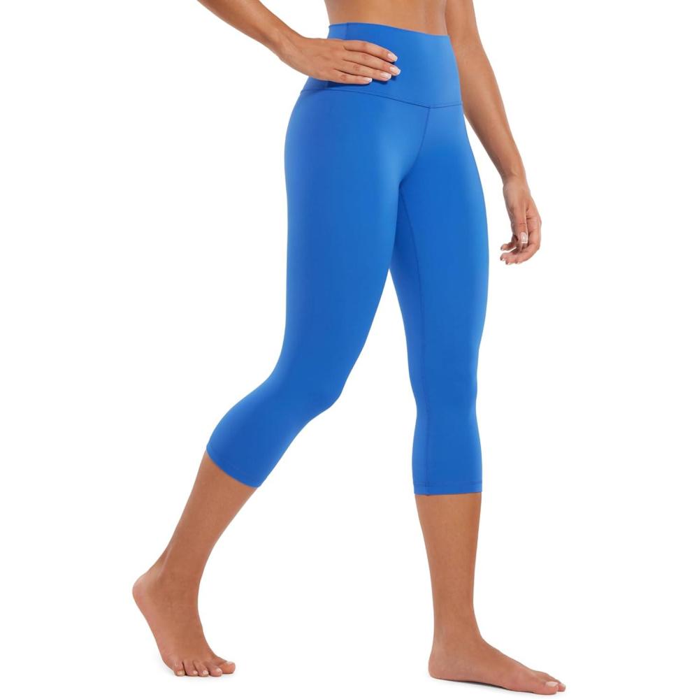 imageCRZ YOGA Butterluxe Yoga Capris Leggings 19 High Waisted Workout Buttery Soft Athletic Lounge Womens Crop PantsSparkle Blue