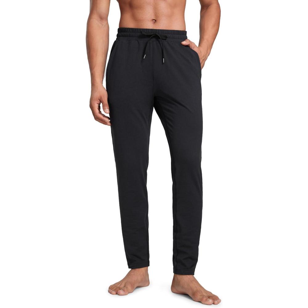 imageCRZ YOGA Cloud Jersey Lightweight Sweatpants for Men 30quot Workout Casual Lounge Open Bottom Pants with Zipper PocketsBlack