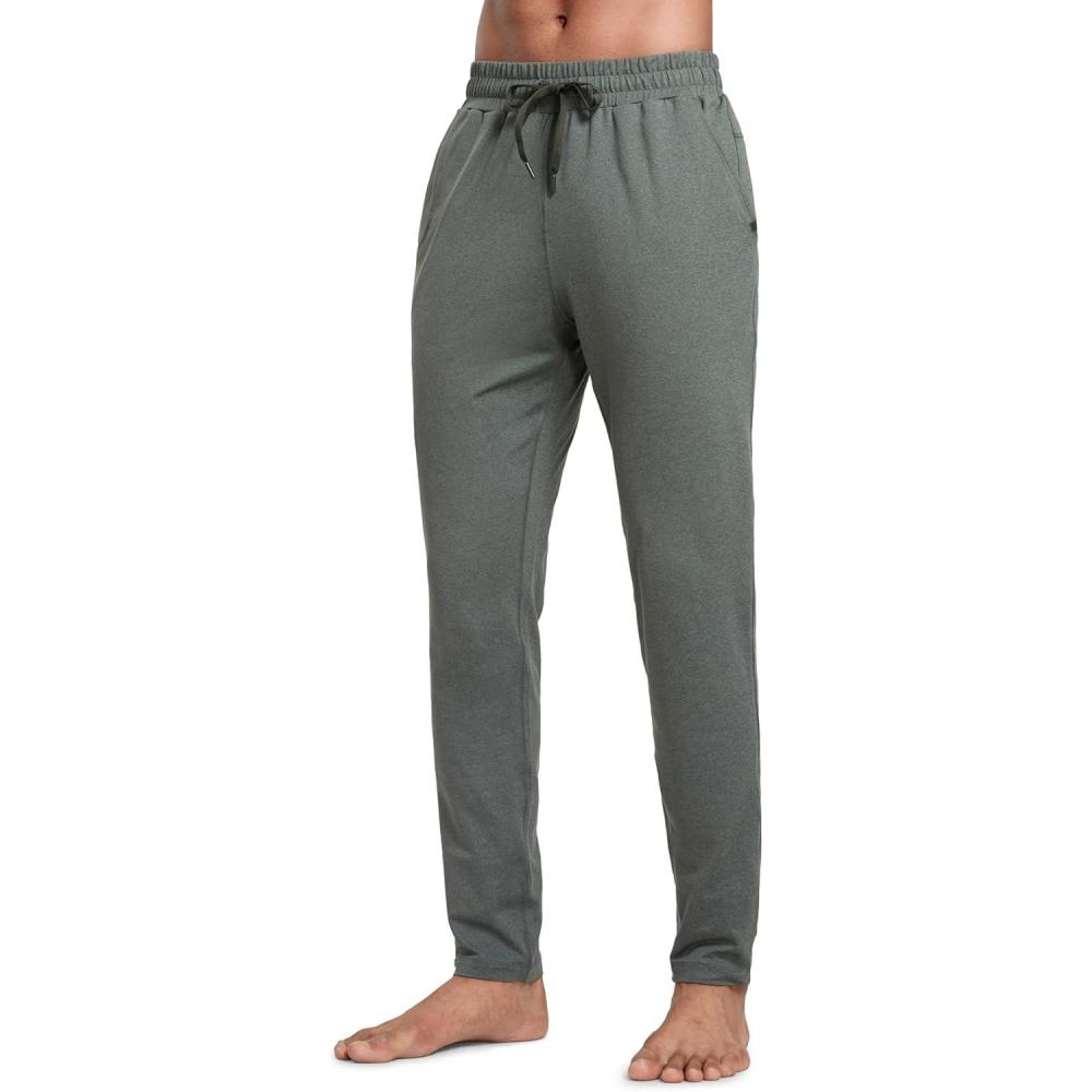 imageCRZ YOGA Cloud Jersey Lightweight Sweatpants for Men 30quot Workout Casual Lounge Open Bottom Pants with Zipper PocketsGrey Sage