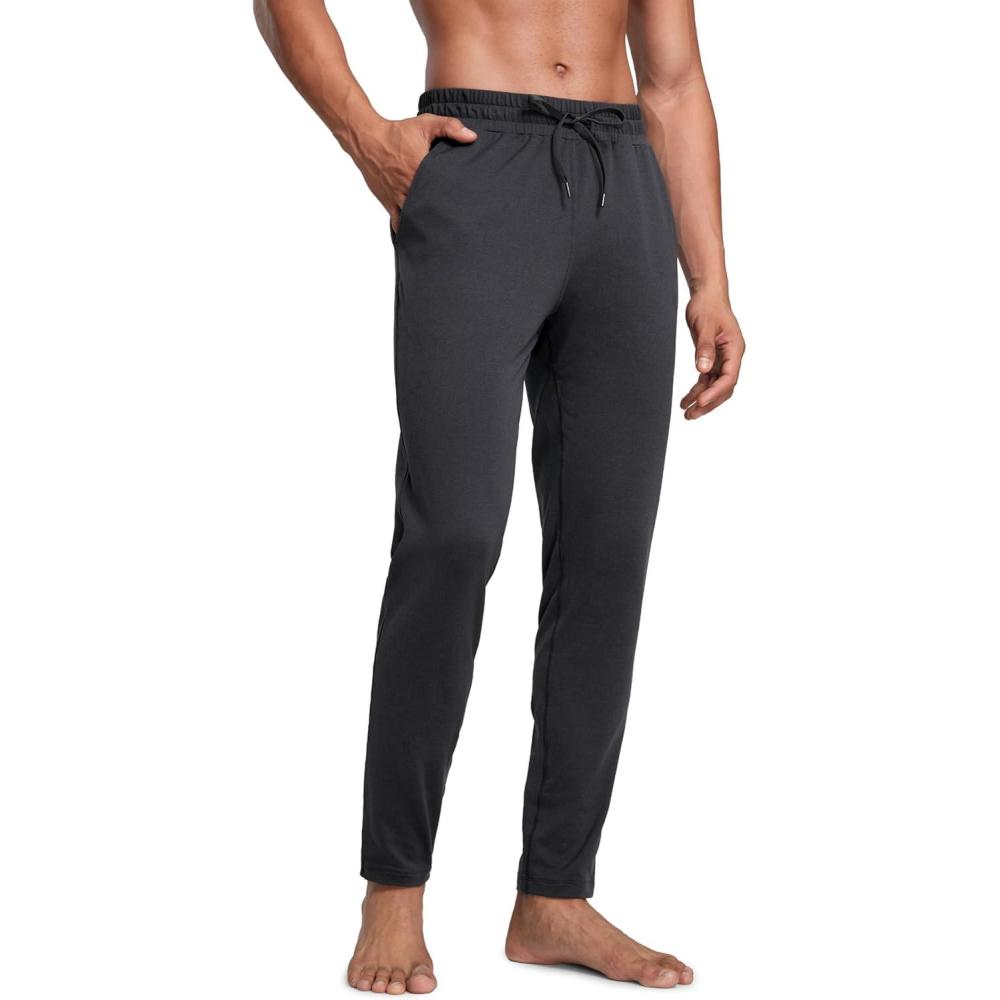 imageCRZ YOGA Cloud Jersey Lightweight Sweatpants for Men 30quot Workout Casual Lounge Open Bottom Pants with Zipper PocketsInk Gray
