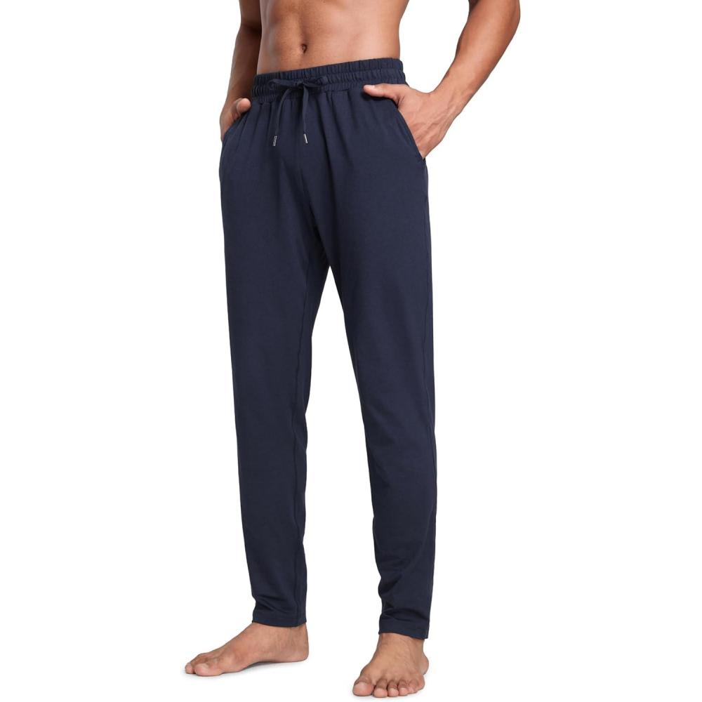 imageCRZ YOGA Cloud Jersey Lightweight Sweatpants for Men 30quot Workout Casual Lounge Open Bottom Pants with Zipper PocketsNavy
