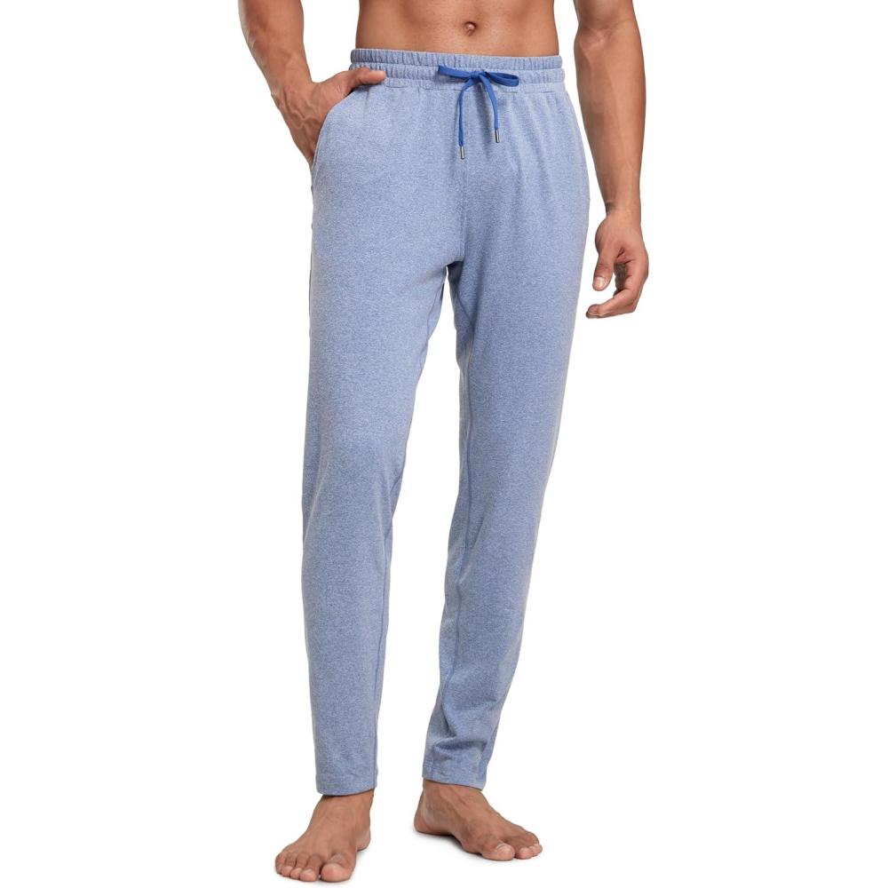 imageCRZ YOGA Cloud Jersey Lightweight Sweatpants for Men 30quot Workout Casual Lounge Open Bottom Pants with Zipper PocketsSlate Blue