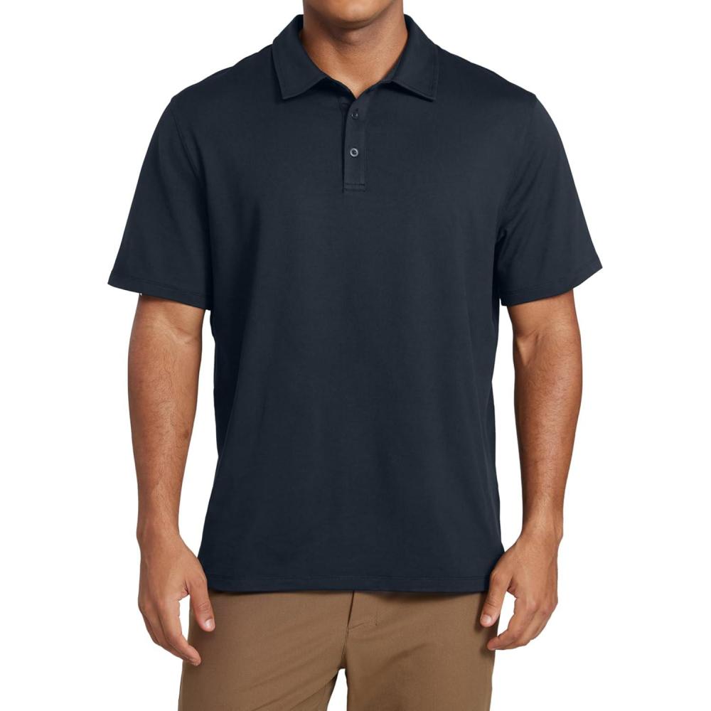 imageCRZ YOGA Cloud Jersey Polo Shirts for Men Midweight Golf Short Sleeve Tops Soft Athletic Casual TShirtsTrue Navy