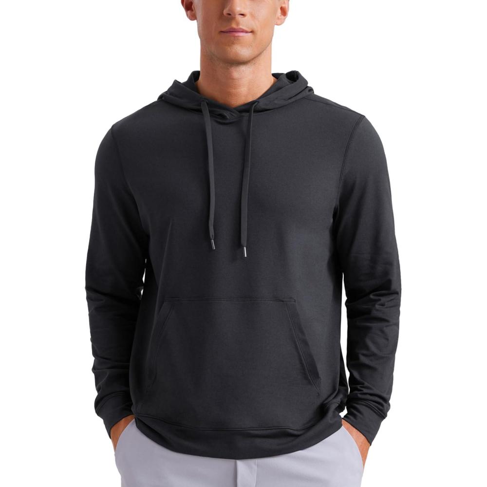 imageCRZ YOGA Cloud Jersey Pullover Hoodies for Men Casual Workout Long Sleeve Basic Hooded Sweatshirts with PocketInk Gray