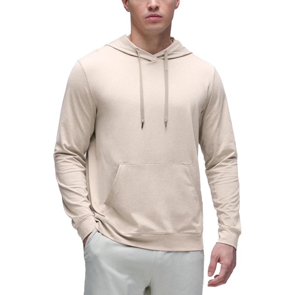 imageCRZ YOGA Cloud Jersey Pullover Hoodies for Men Casual Workout Long Sleeve Basic Hooded Sweatshirts with PocketMojave Tan