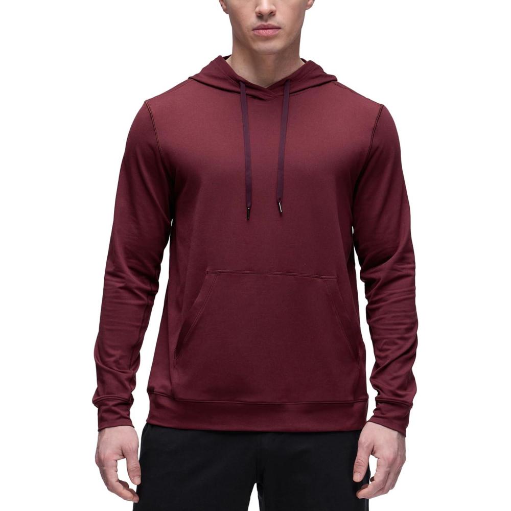 imageCRZ YOGA Cloud Jersey Pullover Hoodies for Men  Casual Workout Long Sleeve Basic Hooded Sweatshirts with PocketRed Merlot